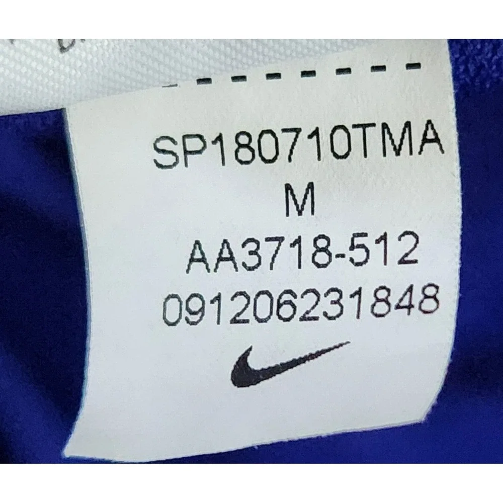Nike Polo Shirt Men's Medium Blue Black strip Performance‎ Golf Dri Fit